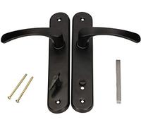 KOTARBAU® Juego de manillas para puerta de baño, Manilla con pestillo, Placa larga, 72 mm, Manillas de aluminio - negro, 2 Manetas con cierre, Manijas diseño clásico, Kit de montaje incluido
