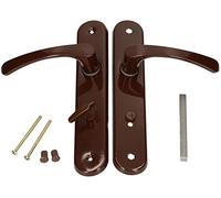 KOTARBAU® Juego de manillas para puerta de baño, Manilla con pestillo, Placa larga, 72 mm, Manillas de aluminio - marrón, 2 Manetas con cierre, Manijas diseño clásico, Kit de montaje incluido
