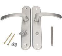 KOTARBAU® Juego de manillas para puerta de baño, Manilla con pestillo, Placa larga, 72 mm, Manillas de aluminio - plateado, 2 Manetas con cierre, Manijas diseño clásico, Kit de montaje incluido