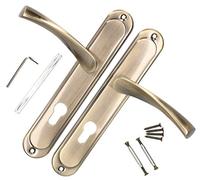 KOTARBAU® Juego de manillas para Puerta, Manilla con Agujero de Cilindro, 72 mm, Manijas de Puerta de Placa Larga, 2 Manetas, Manillas para Puerta Interior, Picaportes Acabado Cuero, Kit de Montaje