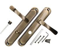KOTARBAU® Juego de manillas para puerta, Manilla con pestillo baño, 72 mm, Manijas de puerta de placa larga, Manillas para puerta de baño, 2 Picaportes cuero antiguo, Kit de montaje