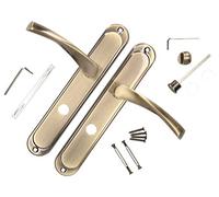 KOTARBAU® Juego de manillas para puerta, Manilla con pestillo para baño, 72 mm, Manijas de puerta de placa larga, 2 Manetas, Manillas para puerta interior y exterior, Picaportes cuero, Kit de montaje
