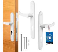 KOTARBAU® Juego de manillas para Puerta, Manilla de Cilindro de Perfil, 72 mm, Manillas de Aluminio - Blanco, 2 Manetas, Manijas de Placa Larga, Diseño clásico, Kit de Montaje Incluido, Picaportes