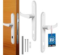 KOTARBAU® Juego de manillas para Puerta, Manilla de Placa Larga, 72 mm, Manillas de Aluminio en Color Blanco, 2 Manetas, Manijas de Puerta Izquierda y Derecha, Diseño clásico, Kit de Montaje Incluido