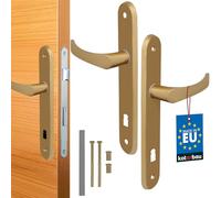 KOTARBAU® Juego de manillas para Puerta, Manilla de Placa Larga, 72 mm, Manillas de Aluminio en Color Dorado, 2 Manetas, Manijas de Puerta Izquierda y Derecha, Diseño clásico, Kit de Montaje Incluido