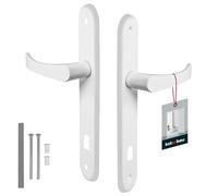 KOTARBAU® Juego de manillas para Puerta, Manilla de Placa Larga, 90 mm, Manillas de Aluminio en Blanco, 2 Manetas, Manijas de Puerta Izquierda y Derecha, Diseño clásico, Kit de Montaje Incluido