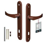 KOTARBAU® Juego de manillas para Puerta, Manilla de Placa Larga, 90 mm, Manillas de Aluminio en Color marrón, 2 Manetas, Manijas de Puerta Izquierda y Derecha, Diseño clásico, Kit de Montaje Incluido