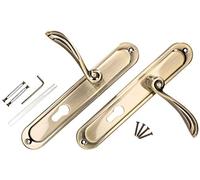 KOTARBAU® Juego de manillas para puerta ZnAl, Manilla con agujero de cilindro, 90 mm, Manijas de puerta de placa larga, 2 Manetas, Manillas para puerta interior, Picaportes acabado cuero, Oro viejo