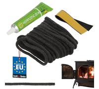 KOTARBAU® Junta Cristal Chimenea - Fibra de Vidrio - ⌀ 4 mm - 2,5 m - con Adhesivo - Cordon Chimenea - Cordon Cristal Estufa - Resistente al Calor - Kit Reparación - Negro