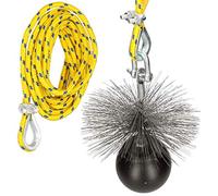 KOTARBAU® Kit deshollinador, Erizo para Chimenea, Ø300 mm, Cepillo Redondo de Acero, Peso 2,5kilos, Herramientas para desatascar chimeneas, Limpieza de chimeneas, Cabezal de Acero, Cuerda 12m