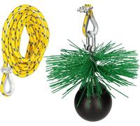 KOTARBAU® Kit deshollinador, Erizo PVC para Limpiar Chimenea, 150 mm, Cepillo Redondo de plástico, Peso, Herramientas para desatascar chimeneas, Kit de Limpieza de chimeneas, Cabezal, Cuerda 22 m