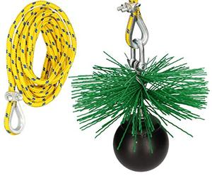 KOTARBAU® Kit deshollinador, Erizo PVC para Limpiar Chimenea, 250 mm, Cepillo Redondo de plástico, Peso, Herramientas para desatascar chimeneas, Kit de Limpieza de chimeneas, Cabezal, Cuerda 10 m