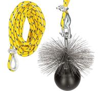 KOTARBAU® Kit deshollinador para Chimenea, Erizo, Ø120 mm, Cepillo Redondo de Acero, Peso 2,5kilos, Herramientas para desatascar chimeneas, Limpieza Interior de chimeneas Desde el tejado, Cuerda 12m