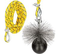 KOTARBAU® Kit deshollinador para Chimenea, Erizo, Ø120 mm, Cepillo Redondo de Acero, Peso 2,5kilos, Herramientas para desatascar chimeneas, Limpieza Interior de chimeneas Desde el tejado, Cuerda 10m