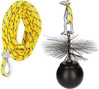 KOTARBAU® Kit deshollinador para Chimenea, Erizo, Ø120 mm, Cepillo Redondo de Acero, Peso 2,5kilos, Herramientas para desatascar chimeneas, Limpieza Interior de chimeneas Desde el tejado, Cuerda 30 m