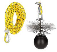KOTARBAU® Kit deshollinador para Chimenea, Erizo, Ø150 mm, Cepillo Redondo de Acero, Peso 2,5kilos, Herramientas para desatascar chimeneas, Limpieza Interior de chimeneas Desde el tejado, Cuerda 6 m