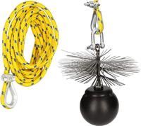 KOTARBAU® Kit deshollinador para Chimenea, Erizo, Ø150 mm, Cepillo Redondo de Acero, Peso 2,5kilos, Herramientas para desatascar chimeneas, Limpieza Interior de chimeneas Desde el tejado, Cuerda 10 m