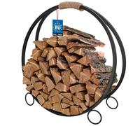 KOTARBAU® Leñero Interior - Acero Revestido - 59 x 22,5 x 61 cm - - ⌀ 59 cm - Cesta Leña Chimenea - Redonda - Soporte Para Leña - Decorativo - Cesto Leñero - con Asa