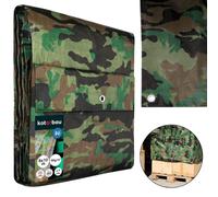 KOTARBAU® Lona Impermeable Exterior Polietileno 8x10 m Camuflaje 90 g/m² Lona Impermeable Lona Suelo Piscina Universal con Ojales