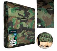 KOTARBAU® Lona Impermeable Exterior Polietileno 8x12 m Camuflaje 90 g/m² Lona Impermeable Lona Suelo Piscina Universal con Ojales