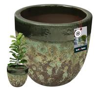 KOTARBAU® Maceta Altura 26 cm ⌀ 30 cm Florero Verde Cerámica Maceta para Plantas Resistente a las Heladas Macetas para Exterior Flower Pot para Interior y Exterior