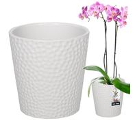 KOTARBAU Maceta cerámica Blanca, vidriada ⌀ 9,5 cm, Altura: 11 cm - Maceta Moderna de orquídea, Maceta para Plantas de Interior