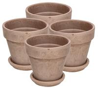 KOTARBAU® Maceta con Plato de Terracota 11 cm para Interiores y Exteriores 4 Unidades Tiesto para Plantas Arcilla de Terracota Maceta para Balcón o Jardín Cerámica sin Esmaltar con Aspecto Rústico