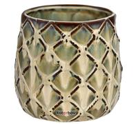 KOTARBAU® Maceta de cerámica esmaltada, Ø 14,5 cm, Tiesto Decorativo para Flores y Plantas, Macetero Redondo para Interiores, Minimalista, Verde, Mocca, Beige, Forma y diseño de una piña, Original
