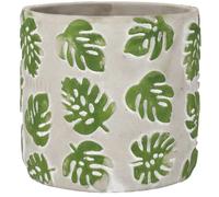 KOTARBAU® Maceta de hormigón de 23 cm, Tiesto para Flores y Plantas, Macetero de Cemento Cuadrado para Interiores, Jardinera con Motivo de Hojas de Monstera para el hogar, diseño Moderno