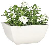 KOTARBAU® Maceta de Materiales reciclados 25x25 cm, Maceteros reciclados, Macetero Minimalista, Macetero Cuadrado, Macetero Blanco Reciclado, Maceta ecológica, Tiesto para Plantas para Exteriores