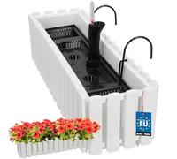 KOTARBAU® Maceta - Jardinera Exterior - Macetero Autorriego - Macetas Plástico - 58 x 18 x 16 cm - Blanco - Maceta Colgante - Jardinera Balcon - Macetas para Colgar