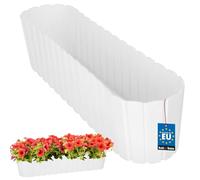 KOTARBAU® Maceta - Jardineras Exterior - Macetero - Plástico - 60 x 14 x 13 cm - Blanco - Maceta Rectangular - Jardinera Balcón - Macetero Grande - Decoración Rústica
