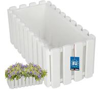 KOTARBAU® Maceta - Jardineras Exterior - Plástico - 38 x 18 x 16 cm - Blanco - Jardinera Rectangular - Macetero - Maceta Exterior - Jardinera Balcón