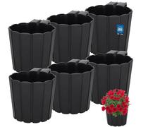 KOTARBAU® Maceta para Balcón, Macetero Colgante con Soporte ⌀ 15 cm | 6 uds. Jardineras Exterior, Macetas, Macetero, Macetas Plastico, Macetas Colgantes Exterior, PVC, Antracita