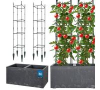 KOTARBAU® Maceta rectangular de 58x29x29 cm. Maceta exterior de hormigón con maceta interior Marengo. Sistema modular de soporte para plantas trepadoras. Enrejado para plantas trepadoras. Pilar para p