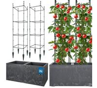 KOTARBAU® Maceta rectangular de 77x39x37 cm. Maceta exterior de hormigón con maceta interior Marengo. Sistema modular de soporte para plantas trepadoras. Enrejado para plantas trepadoras. Pilar para p