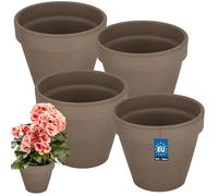 KOTARBAU® Maceta Terracota Ø 13 cm, Maceta de Barro con Orificio de Drenaje | 4 unidades Macetero Barro con Borde, 11 cm de Alto, Moca