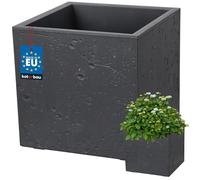 KOTARBAU Macetero cuadrado - 29 x 29 x 29 cm - Macetero con aspecto de hormigón - de PVC - Macetero para exterior e interior - Gris oscuro - Maceta con maceta interior