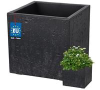 KOTARBAU Macetero cuadrado - 29 x 29 x 29 cm - Macetero con aspecto de hormigón - de PVC - Macetero para exterior e interior - antracita - Maceta con maceta interior