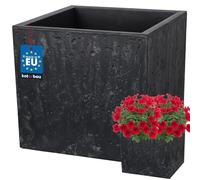 KOTARBAU Macetero cuadrado - 39 x 39 x 37 cm - Macetero con aspecto de hormigón - de PVC - Macetero para exterior e interior - antracita - Maceta con maceta interior