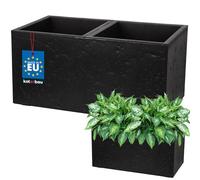 KOTARBAU Macetero cuadrado - 58 x 29 x 29 cm - Macetero con aspecto de hormigón - de PVC - Macetero para exterior e interior - Negro - Maceta con maceta interior