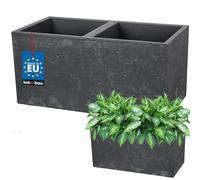 KOTARBAU Macetero cuadrado - 58 x 29 x 29 cm - Macetero con aspecto de hormigón - de PVC - Macetero para exterior e interior - gris oscuro - Maceta con maceta interior