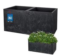 KOTARBAU Macetero cuadrado - 77 x 39 x 37 cm - Macetero con aspecto de hormigón - de PVC - Macetero para exterior e interior - antracita - Maceta con maceta interior