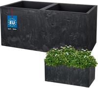 KOTARBAU Macetero cuadrado – 77 x 39 x 37 cm – Macetero con aspecto de hormigón – de PVC – Macetero para exterior e interior – antracita – Maceta con maceta interior