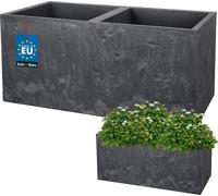 KOTARBAU Macetero cuadrado – 77 x 39 x 37 cm – Macetero con aspecto de hormigón – de PVC – Macetero para exterior e interior – gris oscuro – Maceta con maceta interior
