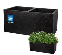 KOTARBAU Macetero cuadrado - 77 x 39 x 37 cm - Macetero con aspecto de hormigón - de PVC - Macetero para exterior e interior - Negro - Maceta con maceta interior
