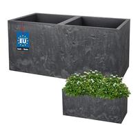 KOTARBAU Macetero cuadrado - 77 x 39 x 37 cm - Macetero con aspecto de hormigón - de PVC - Macetero para exterior e interior - gris oscuro - Maceta con maceta interior
