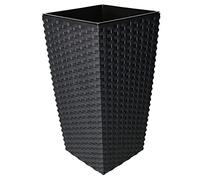 KOTARBAU® Macetero Cuadrado con Maceta Interior, 200x200x376 mm, Ratan sintético, Antracita - Gris, Maceta Rato con Trenzado Que imita el Mimbre, Maceta Interior separada, extraíble, Cesta