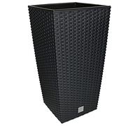 KOTARBAU® Macetero Cuadrado con Maceta Interior, 265x265x500 mm, Ratan sintético, Antracita - Gris, Maceta Rato con Trenzado Que imita el Mimbre, Maceta Interior separada, extraíble, Cesta