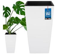 KOTARBAU® Macetero Cuadrado con Maceta Interior 291 x 291 x 545 mm, Macetero Blanco Mate, Macetero con Inserto extraíble, Macetero de plástico, Tiesto Decorativo, Macetero Alto de Interior y Exterior